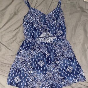 Blue and white romper